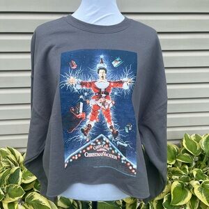 NWT Junk Food Gray Nationalist Lampoon’s Christmas Vacation Cropped Sweatshirt